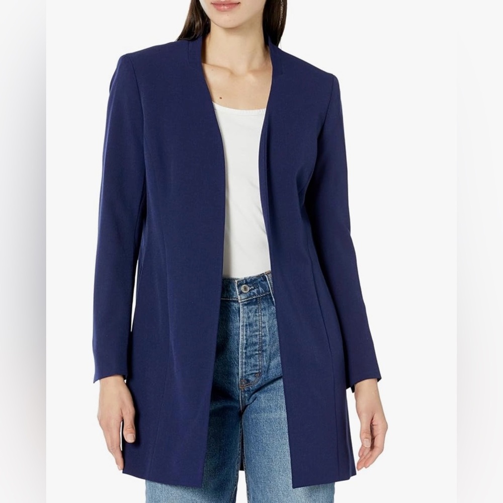 Kasper Classic Long Sleeve Topper Coat in Deep Blue